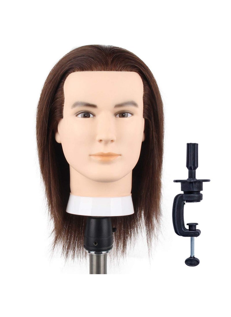 Newshair Male Mannequin Head with 100 Human Hair Haircut Training Head with Thick Hair Hairdresser Manikin Head Doll Head for Hair Styling and Practice Handsome Face Adult Head Size 810Inch 3B 
