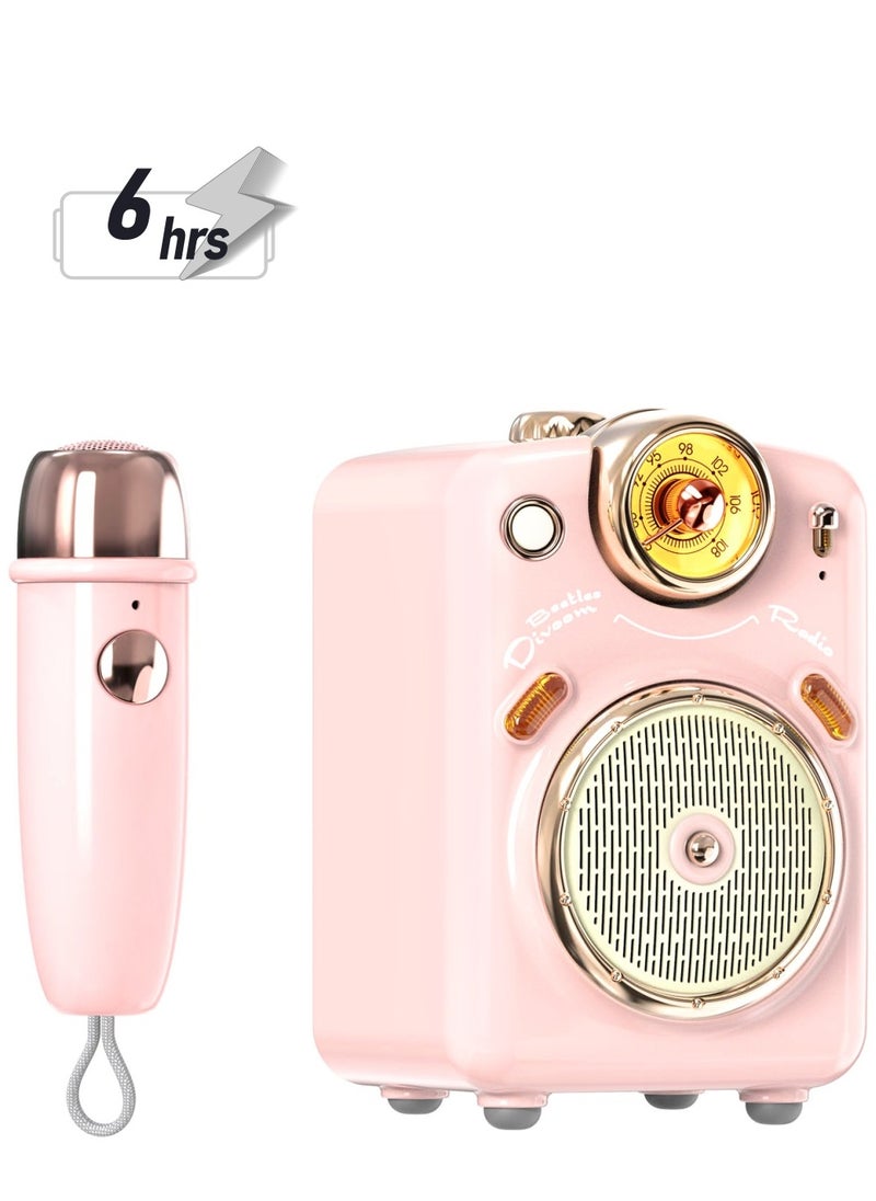 Divoom Fairy OK Retro Mini Karaoke Bluetooth Speaker Portable Bluetooth Speaker Pink  - Image 1