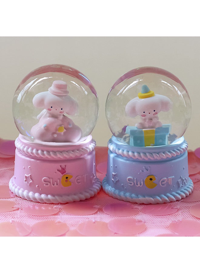 Creative Unicorn Flash Light Resin Love Crystal Ball Ornaments With Snowflake Cute Girl's Best Friend Birthday Gift-Color:3080 Plants Single Random Medium Hand-cranked Snow + Lanterns - Image 5