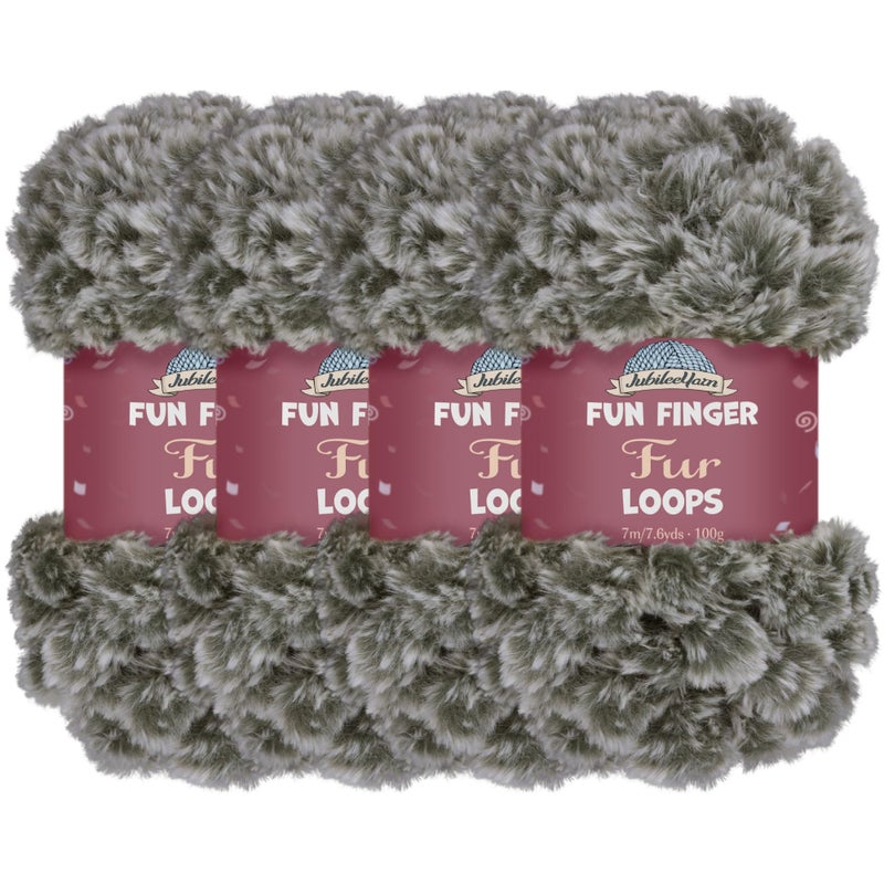 BambooMN JubileeYarn Fun Finger Fur Loops Yarn  200gSkein Polyester Jumbo Weight Loop Yarn  Strix  4 Skeins