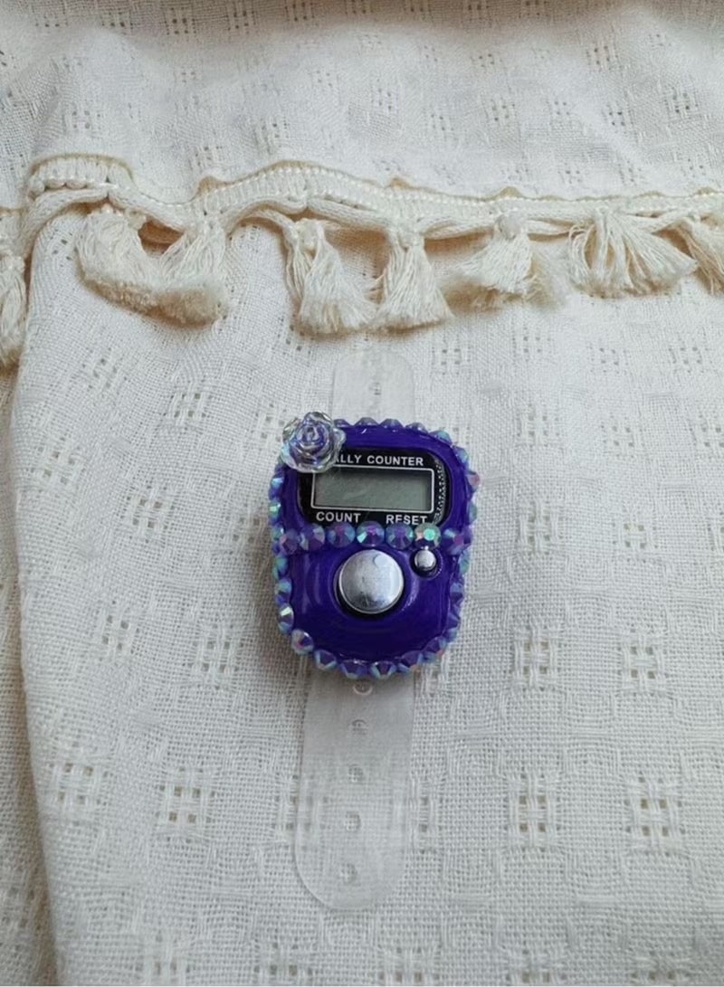 99-Bead Glass Tasbeeh with Digital Counter for Easy Prayer Blue - Image 4