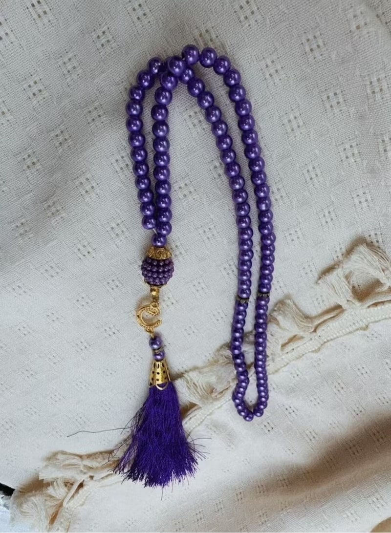 99-Bead Glass Tasbeeh with Digital Counter for Easy Prayer Blue - Image 3