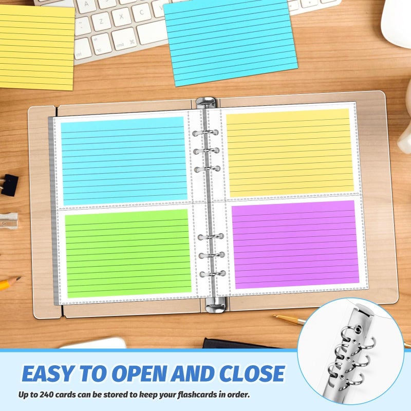 Bercoor 3 x 5 Index Card Holder, 120 Card Sleeves, Holds 240 Pieces Cards, Organizer Pouches Book Binder for Note, Study and Recipe ï»¿ - Image 5