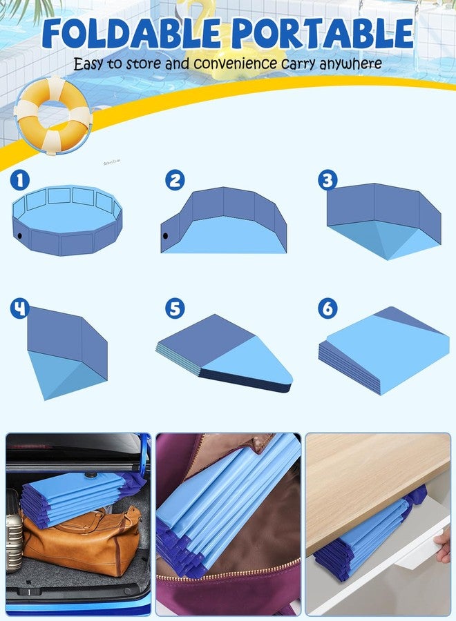 YSJILIDE Foldable Dog Pool, Portable PVC Dog Pet Swimming Pool, Collapsible Plastic Dog Bath for for Large Medium Small Dogs & Kids (S-32"x 8" Blue) - Image 5
