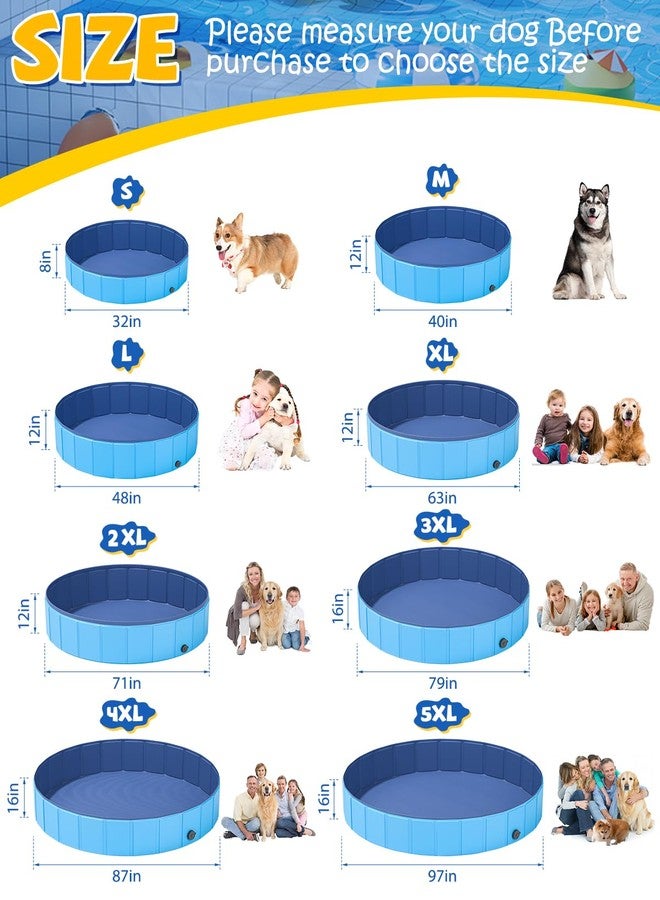 YSJILIDE Foldable Dog Pool, Portable PVC Dog Pet Swimming Pool, Collapsible Plastic Dog Bath for for Large Medium Small Dogs & Kids (S-32"x 8" Blue) - Image 2