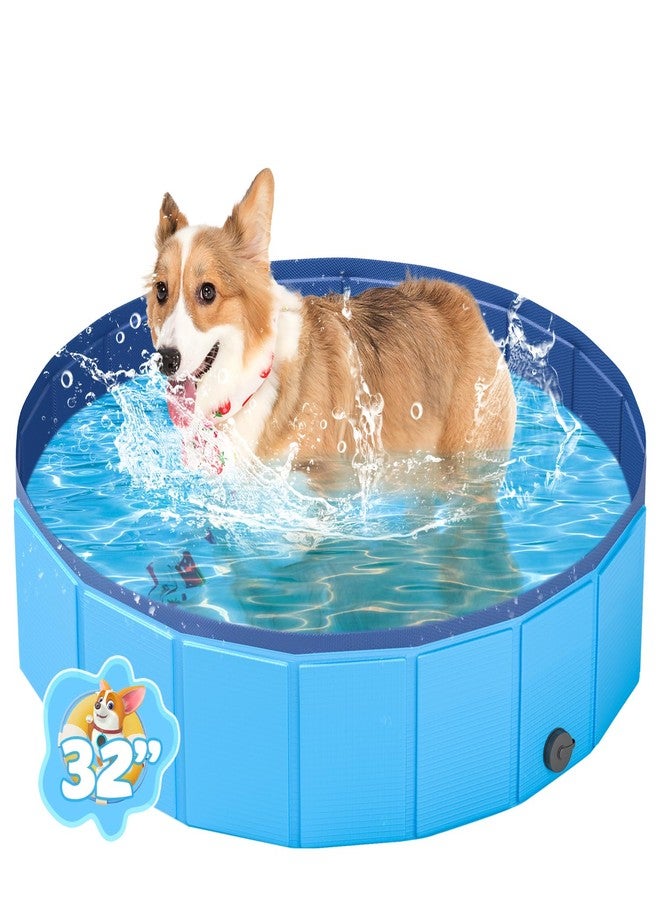 YSJILIDE Foldable Dog Pool, Portable PVC Dog Pet Swimming Pool, Collapsible Plastic Dog Bath for for Large Medium Small Dogs & Kids (S-32"x 8" Blue) - Image 1