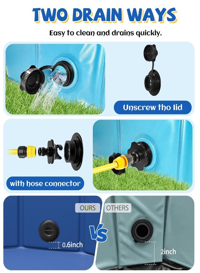 YSJILIDE Foldable Dog Pool, Portable PVC Dog Pet Swimming Pool, Collapsible Plastic Dog Bath for for Large Medium Small Dogs & Kids (S-32"x 8" Blue) - Image 4
