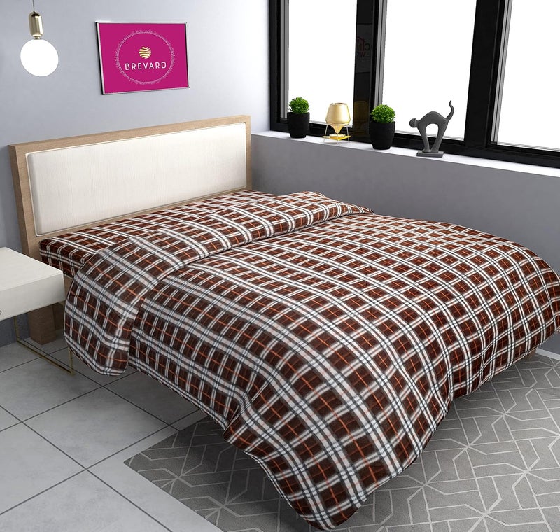 BREVARD BREVARD Single Bed Woolen Fabric Checkered Quilt CoverDuvet CoverRajai CoverBlanket Cover for Winters 60x90 Inches Grey and Brown Combo of 2  - Image 2