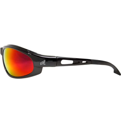 Edge SWAP119 Dakura Wrap-Around Safety Glasses, Anti-Scratch, Non-Slip, UV 400, Military Grade, ANSI/ISEA & MCEPS Compliant, 5.04" Wide, Black Frame/Aqua Precision Red Mirror Lens - Image 3