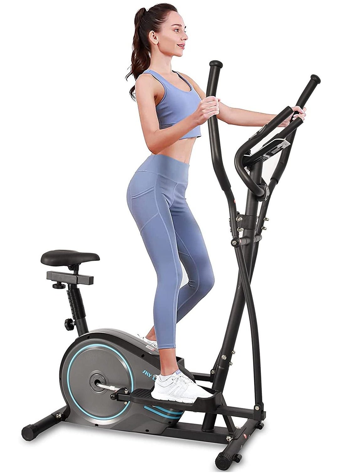 Elliptical Fitness Exercise Bike | Cross Trainer Machine Exercise Bike With Fit Show (FS) App, & Tablet Rack For Home Gym 