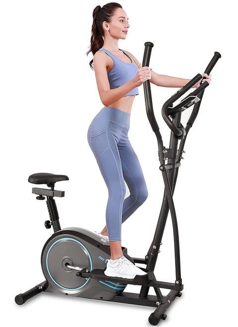 2-in-1 Elliptical Machine & Exercise Bike | Magnetic Cross Trainer with 8-Level Resistance, Bluetooth & LCD Display for Full-Body Home Cardio Workouts, EM-1563