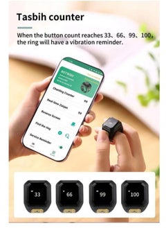 BSTWSH 18mm Zikr Ring Arabic Smart Tasbih Ring Muslim Prayer Prayer timing reminder Tasbih Counter Smart Ring Wearable Technology  Vibration Reminder Exclusive IQIBLA App and 5 Daily Prayer Reminders  - Image 3