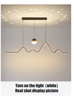 Sumkyle Modern Minimalism Wave Shape Pendant Light, Dimmable Chandelier With Remote Control, Celling Light With Romantic Starlight projection Suitable For Bedrooms Dining Rooms  - Image 1