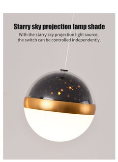 Sumkyle Modern Minimalism Wave Shape Pendant Light, Dimmable Chandelier With Remote Control, Celling Light With Romantic Starlight projection Suitable For Bedrooms Dining Rooms  - Image 4