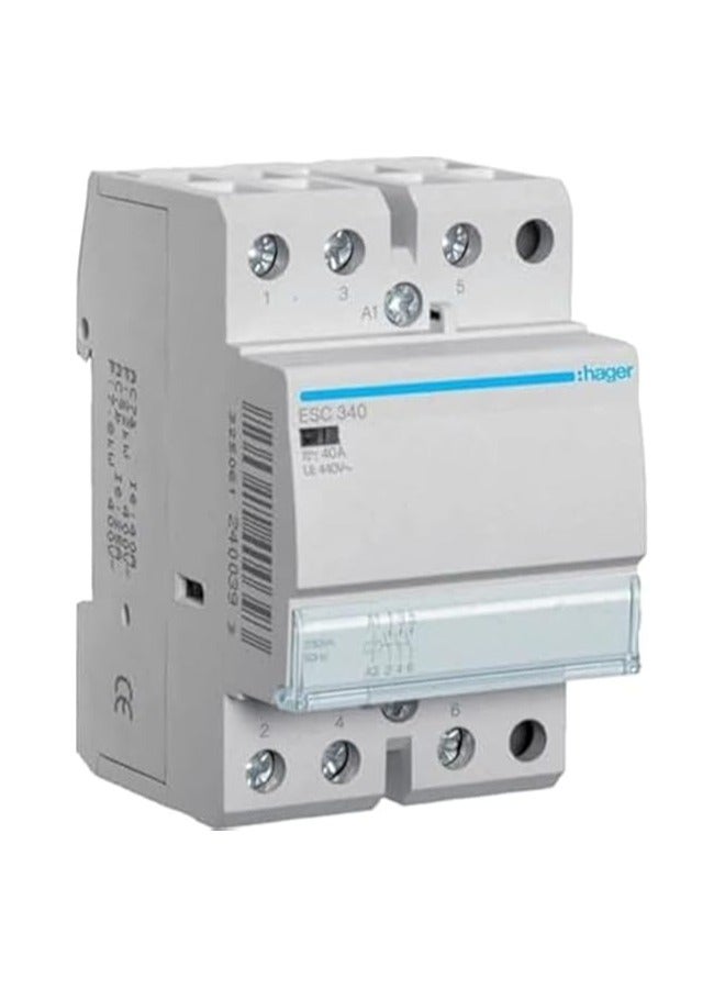 Hager Hager Contactor 40a-400v 3no Esc340 (Coil-230v) - 3m - WHITE 