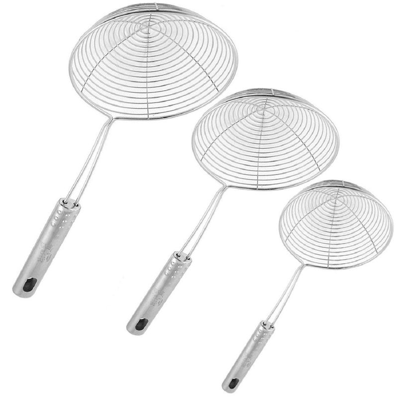 Kuber Industries Kuber Industries Code-STJ22 Stainless Steel Puri Strainer Set, Set of 3, Silver - Image 1