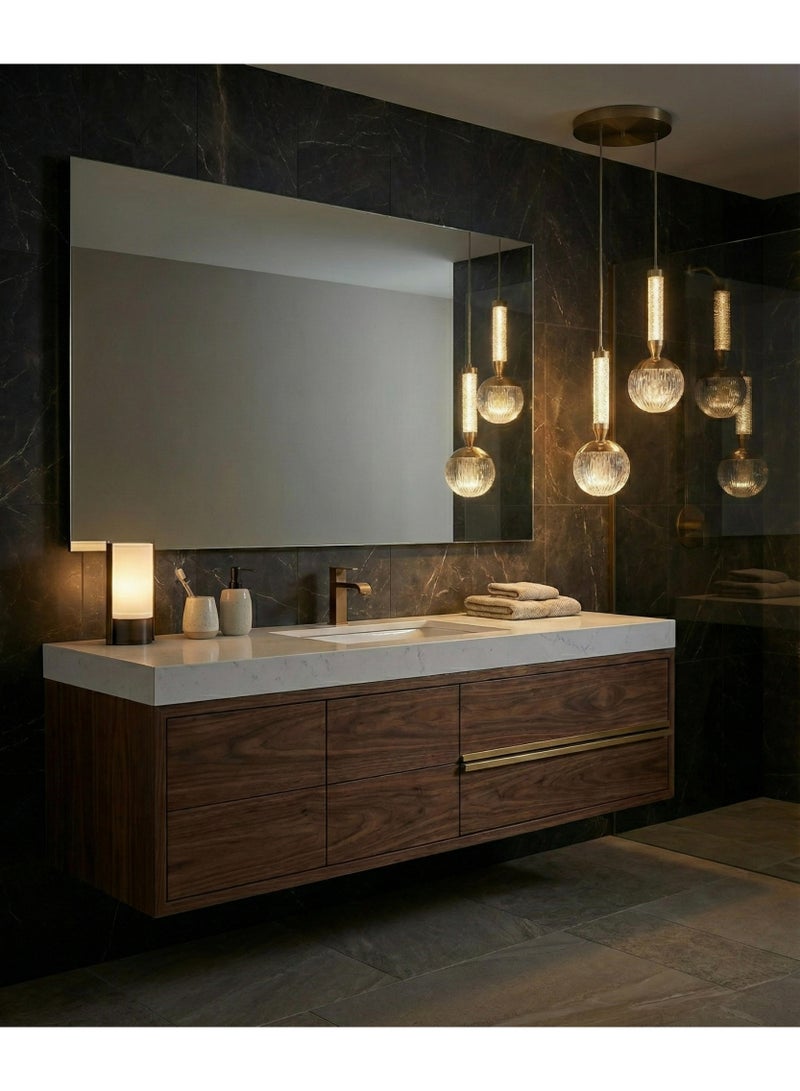 BUY4LESS -  Modern Lighting, Double pendent, Light, Acrylic LED pendent, French Gold Color, 28x18 cm, Suitable for bedroom and mirror side, caffe shop , Adjustable height - Image 4