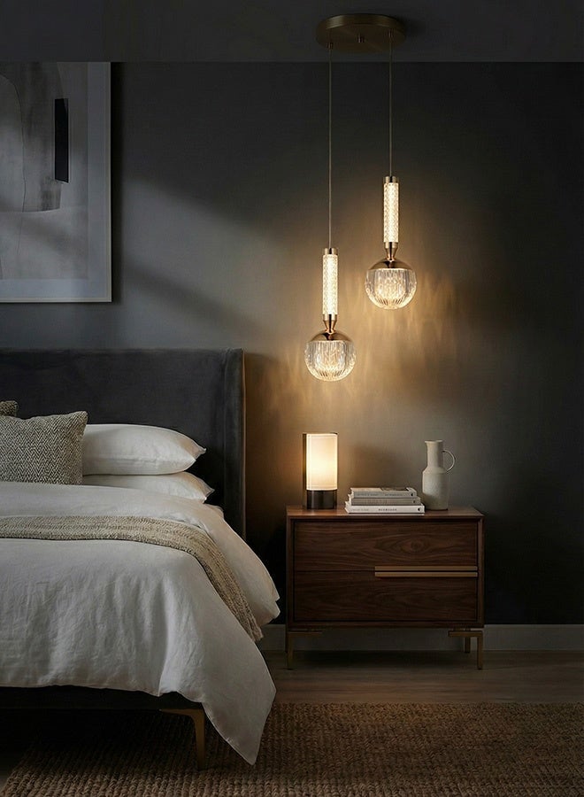 BUY4LESS -  Modern Lighting, Double pendent, Light, Acrylic LED pendent, French Gold Color, 28x18 cm, Suitable for bedroom and mirror side, caffe shop , Adjustable height - Image 3