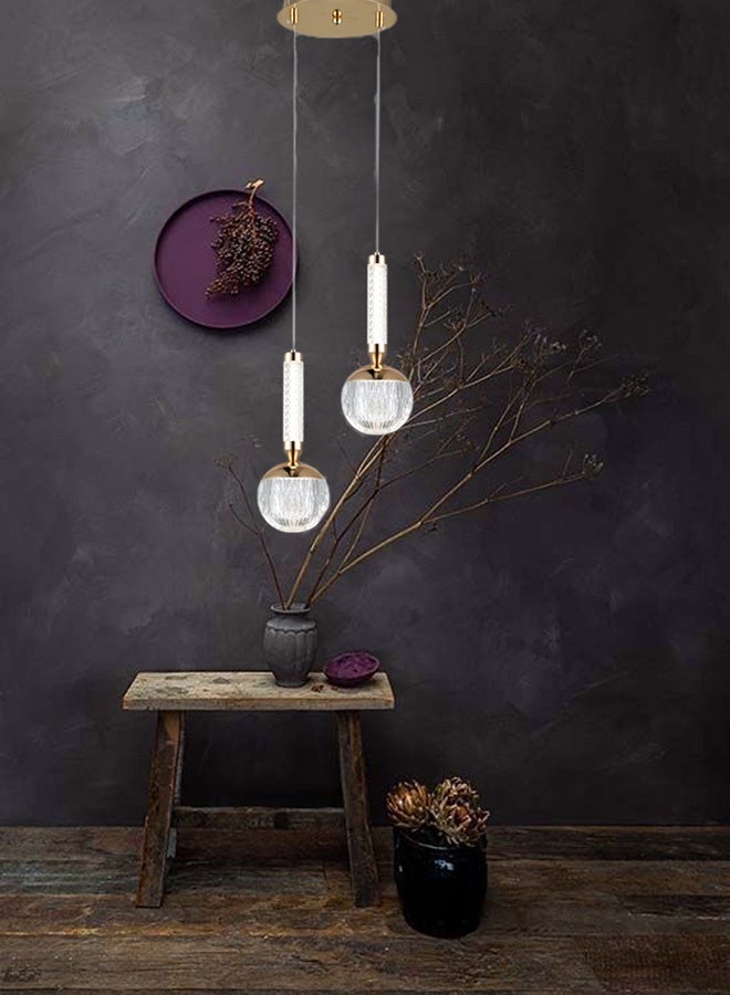 BUY4LESS -  Modern Lighting, Double pendent, Light, Acrylic LED pendent, French Gold Color, 28x18 cm, Suitable for bedroom and mirror side, caffe shop , Adjustable height - Image 1