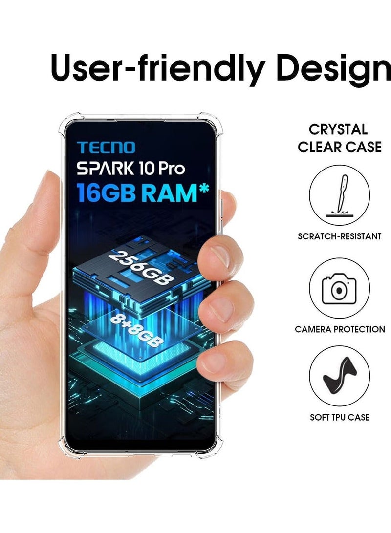 Tecno spark 10 Pro 4G Case Cover with Anti Fingerprint and Scratch Prevention Shockproof Soft Four Conor Airbags Back Cover with Lens Camera All Body Protection - Image 2