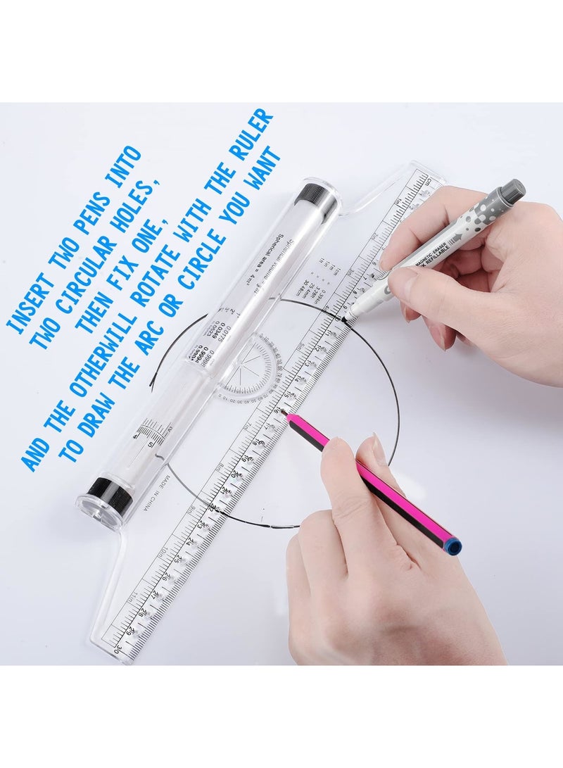 Zikra متر دو قطع بلاستيكي قابل للقياس، مسطرة رسم، مسطرة متوازية، مسطرة تصميم متعددة الوظائف للقياس، الرسم، الطلاب، المدرسة والمكتب (6 إنش، 12 إنش) - Image 3