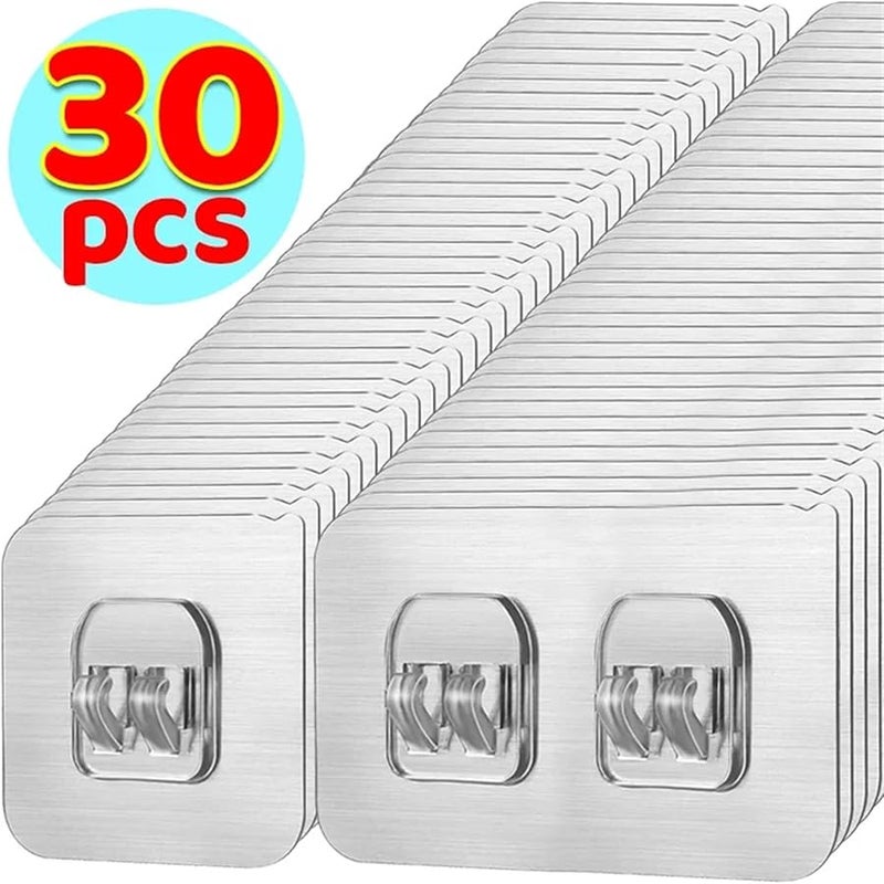 Double Hook Self Adhesive Wall Hooks 20PCS Transparent Waterproof Traceless for Kitchen Bathroom - Image 4