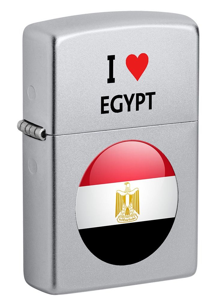 Zippo I love Egypt Design Satin Chrome Windproof Lighter - Image 1