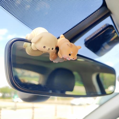 Motaney Cute Animal Rear View Mirror Accessories, Car Center Screen Decoration Dashboard Ornament, Car Accessories Interior for Women/Men Computer Monitor Decor - Image 2
