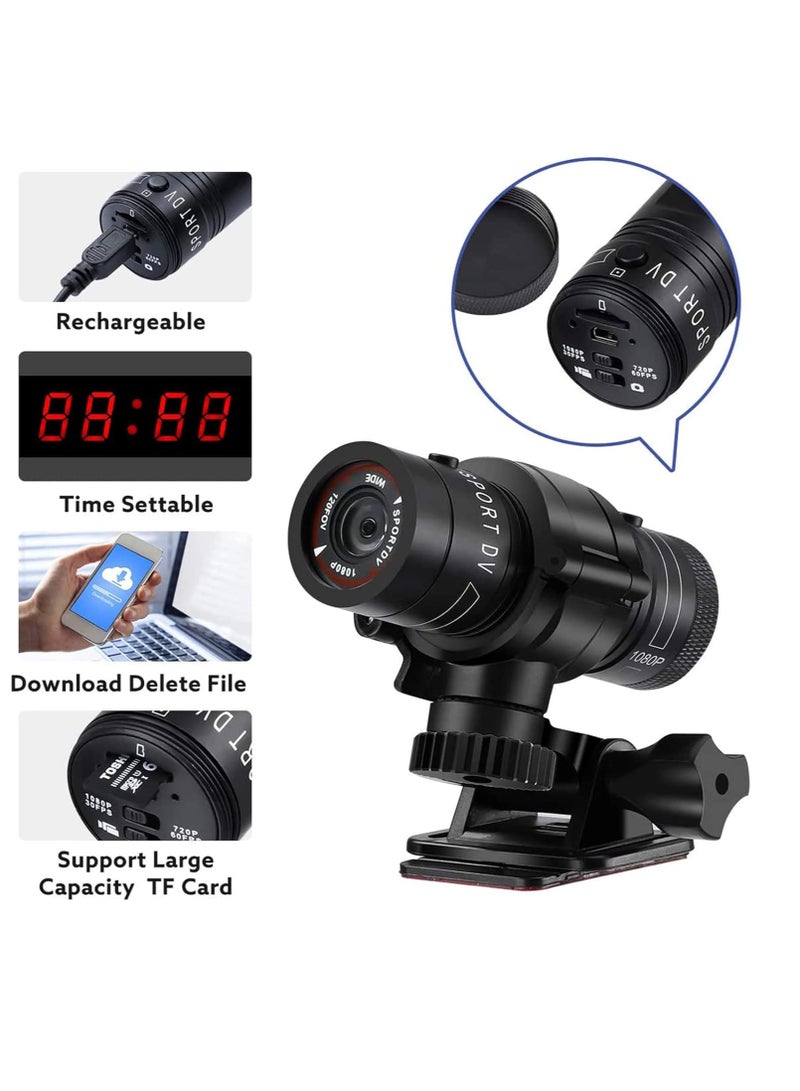 Bicycle Helmet Camera 1080P HD Sports Camera Mountain Motorcycle Waterproof Mini DV Camera F9 120°A+ Motorcycle Wide Angle Car Video Recorder (0G) - Image 4