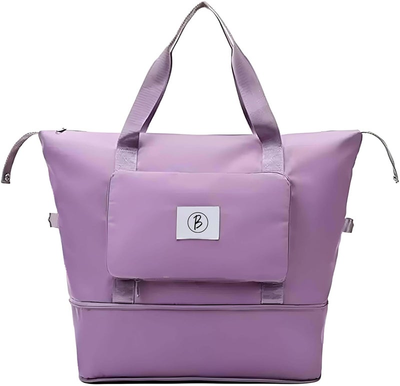 Btag Waterproof Foldable Travel Bag for Women | 41 Liters Capacity | Shoulder Bags | Hand Bag for Ladies Personal Items Expandable Travel Bag, Carry Weekender Luggage for Travelling (Purple) - Image 1
