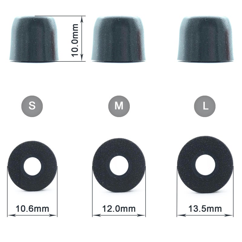 Klowcok Memory Foam Replacement Earbud Tips for KZ ZS10 Pro X ZSN, Sennheiser IE 200, TV Headset, IEM Earphones, in Ear Headphone Tips. 3 Pairs-Small/Medium/Large, Black - Image 5