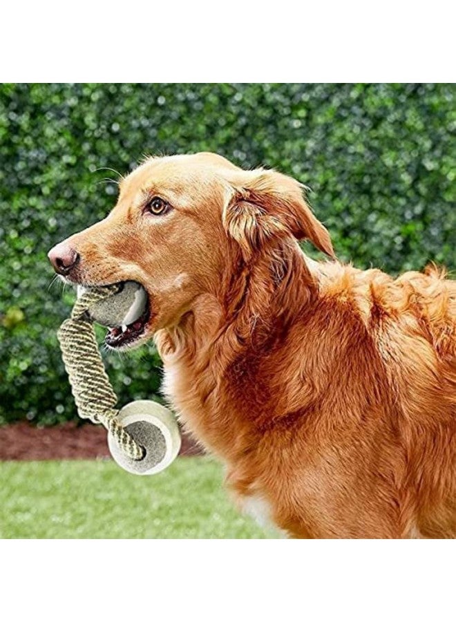 مجموعة مكونة من قطعتين من ألعاب حبل المضغ للكلاب الصغيرة والجراء - (كرة تنس مزدوجة + كرة بمقبض) | المضغ والتسنين والتدريب للكلاب الصغيرة والجراء (قد يختلف اللون) - Image 3