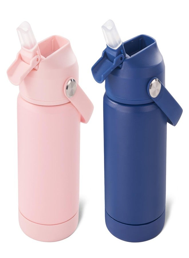 Kerilyn 12oz Kids Water Bottle 2 Pack, Stainless Steel Insulated Water Bottle Bulk, Toddler Cups with Straws Leak-Proof, Kids Water Bottles for School Boys Girls, BPA Free, Blue+Pink 2 Piece Set - Image 1