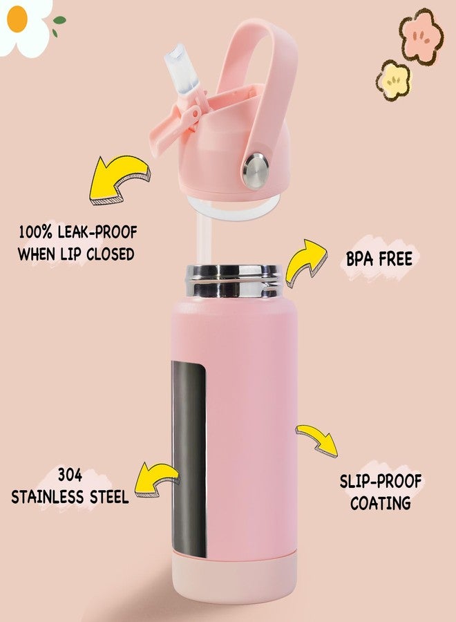 Kerilyn 12oz Kids Water Bottle 2 Pack, Stainless Steel Insulated Water Bottle Bulk, Toddler Cups with Straws Leak-Proof, Kids Water Bottles for School Boys Girls, BPA Free, Blue+Pink 2 Piece Set - Image 2