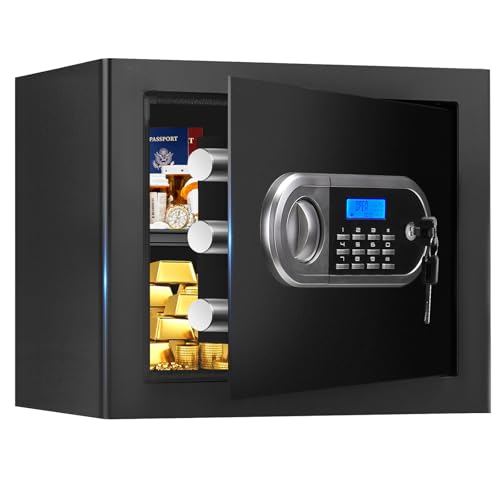 Aprxuvot 1.3 Cuft Small Fire Proof Safe for Home Documents, Anti-theft Safes for Home Use Fire and Water Proof with Combination Lock, Smart Alert System and Removable Shelf, Digital Document Safe for Jewelry - Image 1