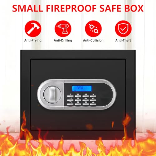 Aprxuvot 1.3 Cuft Small Fire Proof Safe for Home Documents, Anti-theft Safes for Home Use Fire and Water Proof with Combination Lock, Smart Alert System and Removable Shelf, Digital Document Safe for Jewelry - Image 3
