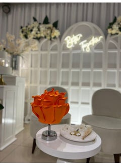 Maison Avf Dekor Artificial Eva Flower Wireless Table Lamp Top Orange-Bottom Silver (9V Battery 75-90 Hours)  - Image 3