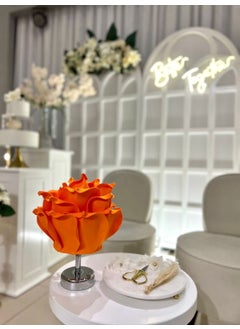 Maison Avf Dekor Artificial Eva Flower Wireless Table Lamp Top Orange-Bottom Silver (9V Battery 75-90 Hours)  - Image 2