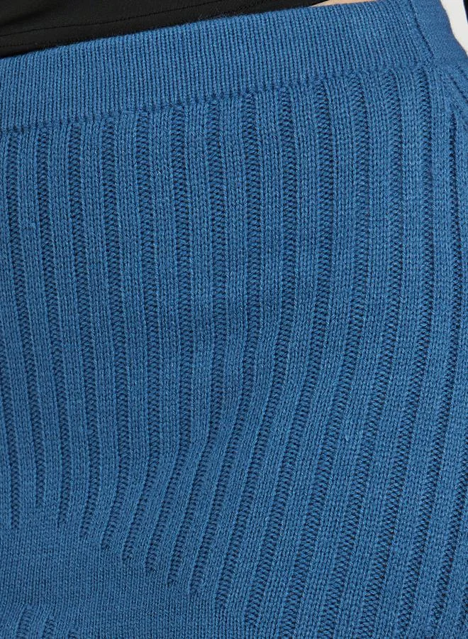 Styli Textured Knit Asymmetric Hem Midi Skirt
