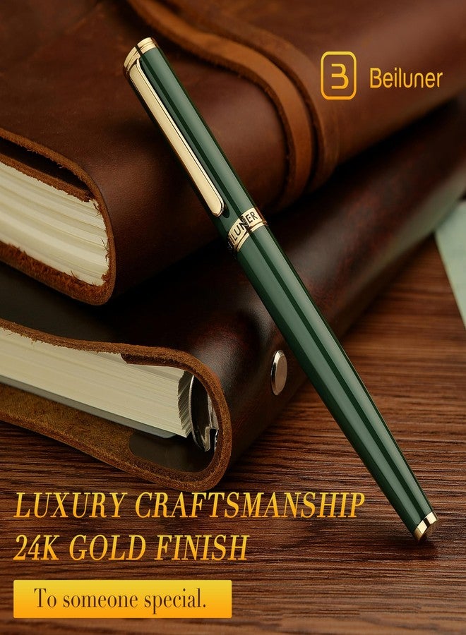 BEILUNER Luxury Rollerball Pen, Stunning Green Lacquer with 24K Gold Trim,Noble and Elegant Designs,Schneider Ink Refill, Best Gift Set for Men & Women, Refillable, Executive Writing, Nice Pens - Image 5