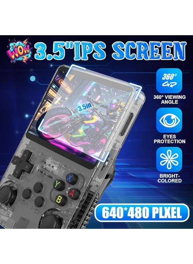 GHAZAL R36S Retro Handheld Game Console, 3.5-inch IPS Display, 64GB Card with 15,000+ Classic Games, Linux Gaming System (Black) - Image 3