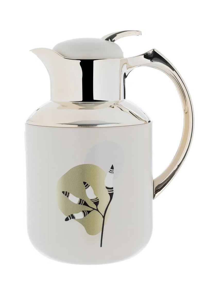 Alsaif Gallery Al Saif Gallery Florya Pro thermos set, 1/0.5 liter, two pieces, thermal glass inner container, steel outer shell - white beige - Image 3