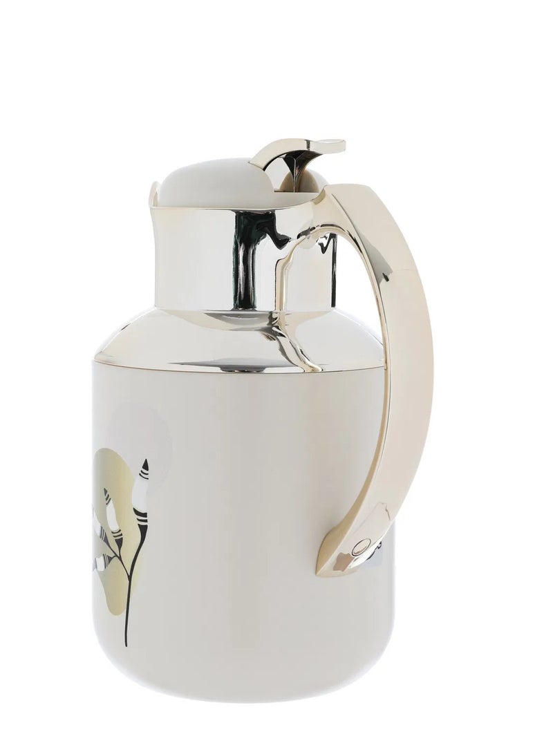 Alsaif Gallery Al Saif Gallery Florya Pro thermos set, 1/0.5 liter, two pieces, thermal glass inner container, steel outer shell - white beige - Image 4