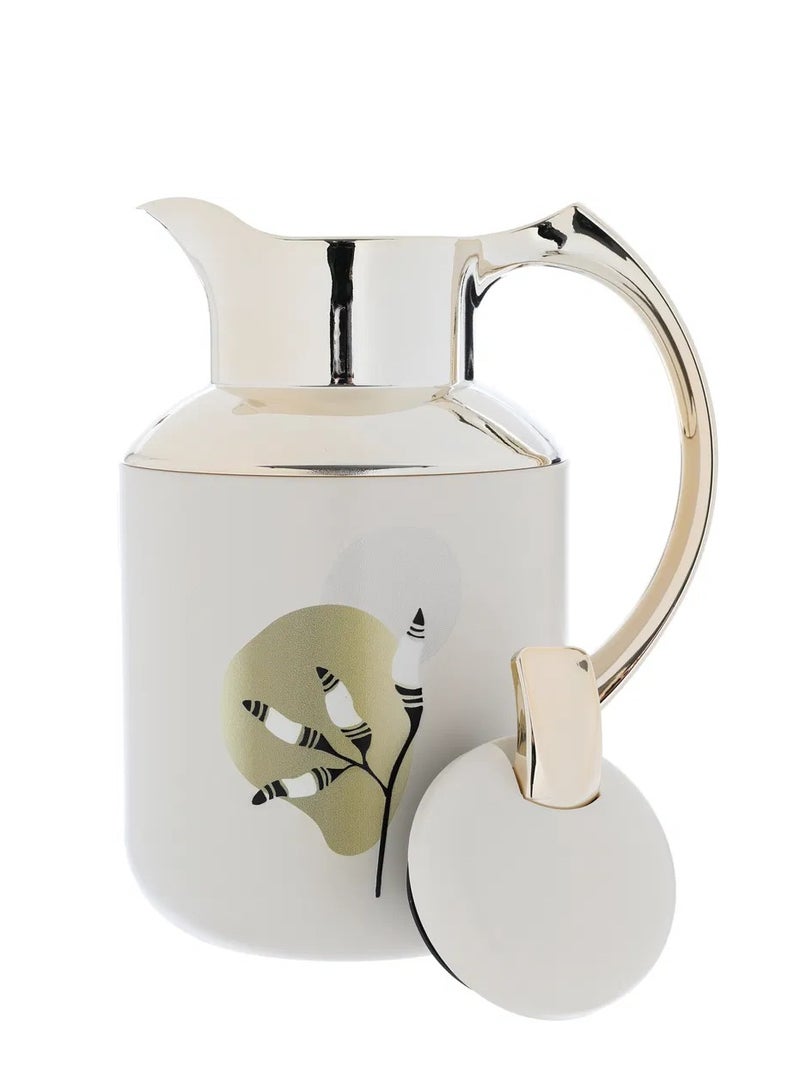 Alsaif Gallery Al Saif Gallery Florya Pro thermos set, 1/0.5 liter, two pieces, thermal glass inner container, steel outer shell - white beige - Image 2