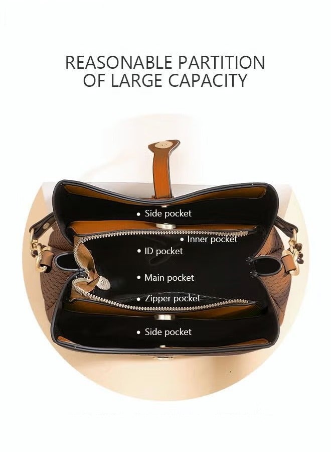 كان واي حقيبة يد من جلد البولي يوريثان، حقيبة كتف ذات سعة كبيرة للنساء، لون بني فاتح - Image 4