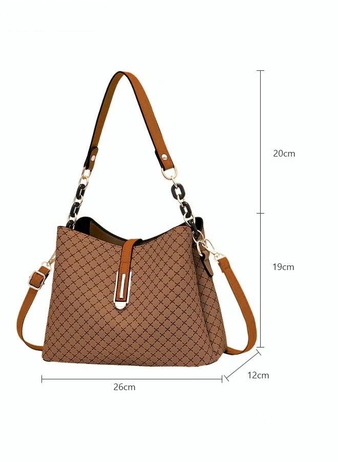 كان واي حقيبة يد من جلد البولي يوريثان، حقيبة كتف ذات سعة كبيرة للنساء، لون بني فاتح - Image 5