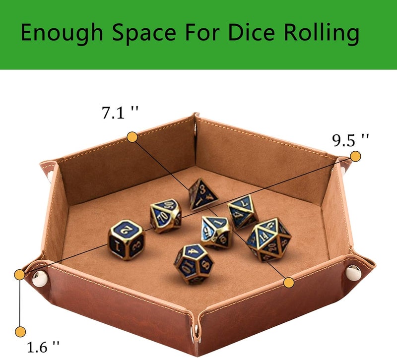 NObranded SHYVIA Dice Tray for RPG DND Table Games Metal Dice Rolling Tray Holder Dice Storage Box Larger Size Double Sided Folding PU Leather and Velvet 4 Pieces - Image 2