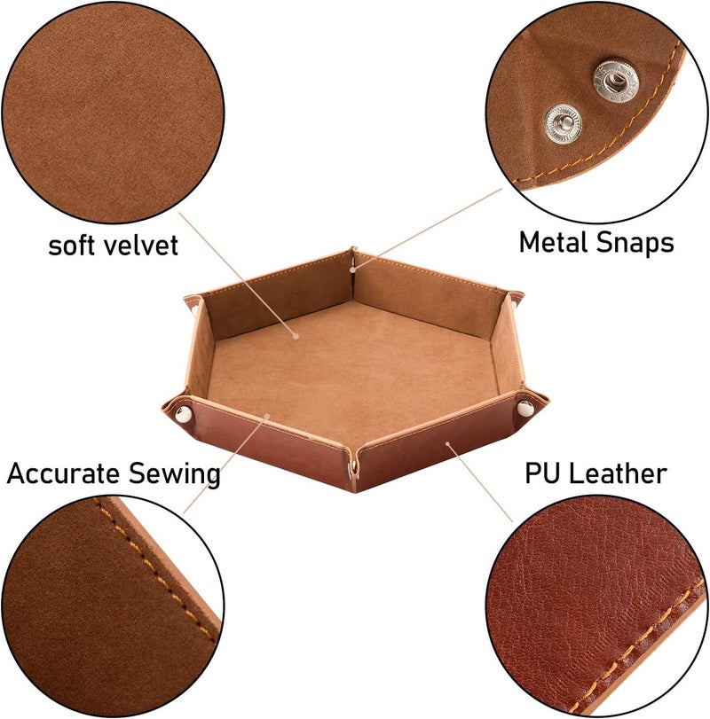 NObranded SHYVIA Dice Tray for RPG DND Table Games Metal Dice Rolling Tray Holder Dice Storage Box Larger Size Double Sided Folding PU Leather and Velvet 4 Pieces - Image 4