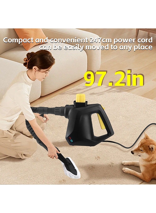 Hihonor 1000W Handheld Steam Cleaner with 9pcs Accessories & Safety Lock,2.5M Extended Power Cord, Multi-Purpose Home Use Portable Steamer for Cleaning suit for Floor,Car,Carpet, Upholstery,Couch,Tile, Windows Cleaning,ABS Material,Save Time and Effort (Black) - Image 4