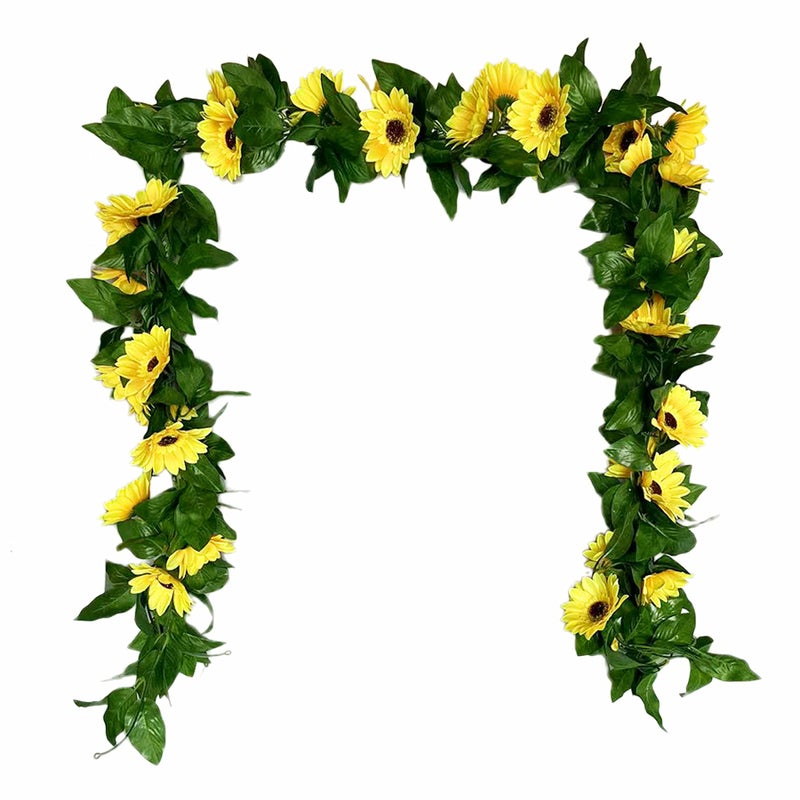 UKELER 4 Pcs Yellow Sunflower Garland Home Decorative Artificial Sunflower Vines Fake Greenery Hanging Plant Artificial Flowers for Wedding Thanksgiving Party Garden Wall Craft Art Dcor